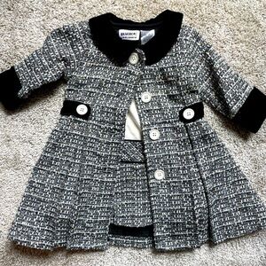 Blueberi Boulevard baby Girl Holiday Christmas Dress & Tweed coat set 12 months